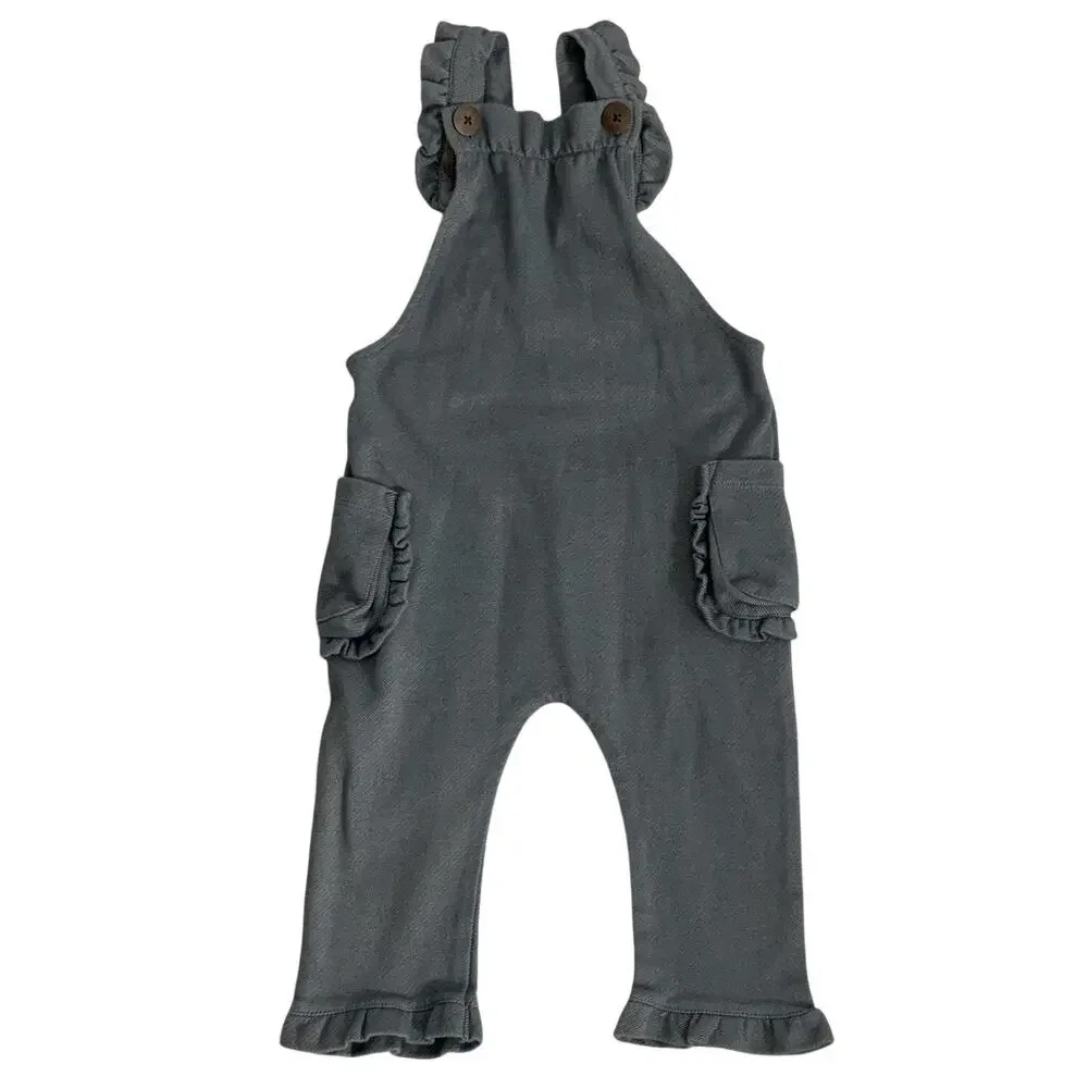 Milkbarn Ruffle Overalls made from organic denim size 12-18 mo